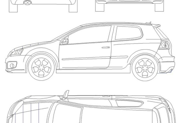 Volkswagen Golf V GTi (Volzwagen Golf 5 GTi) - drawings (drawings) of the car